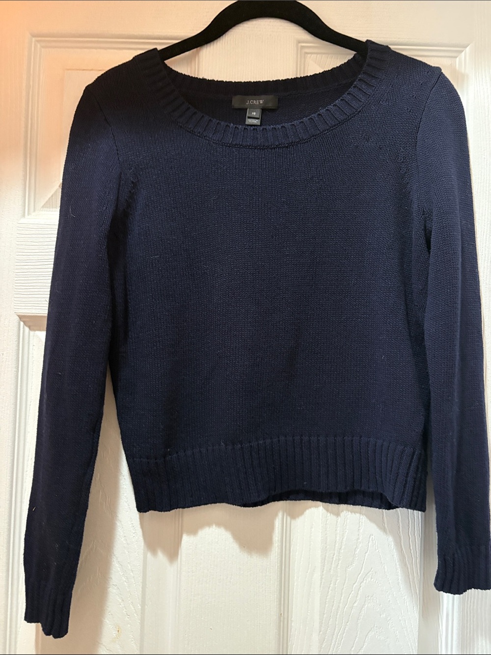 J. Crew Navy Scoopneck Cotton-Blend Sweater